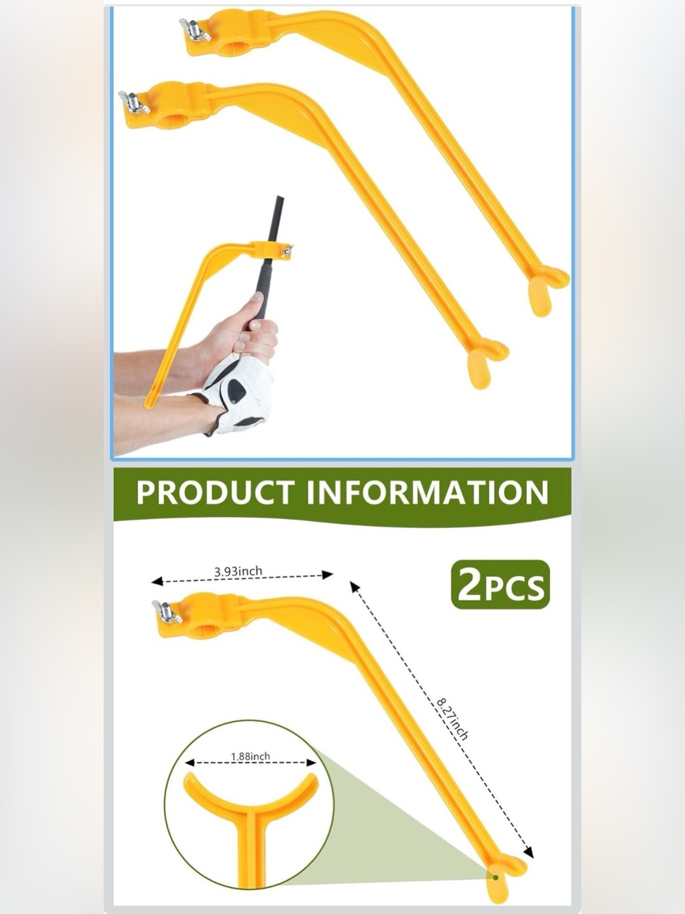 Yellow Golf Grip Alignment Trainer 2pk New
